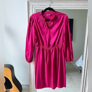 deep bright pink satin dress with leopard print. M size. Midi length.